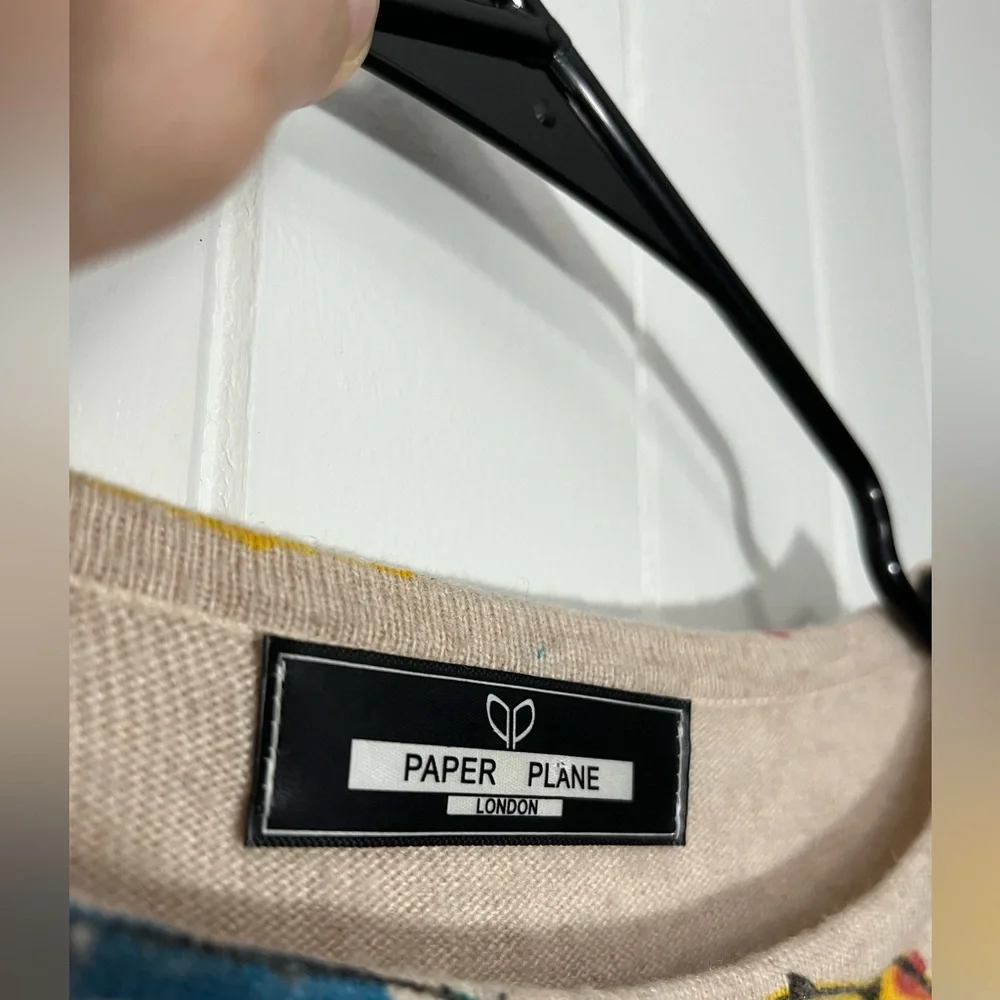 Whimsical Cat Print Crewneck Sweater - Beige - Picture 7 of 10